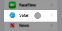 In Settings dialogue, select Safari