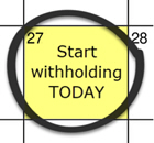 View illustration: calendar with withholding date